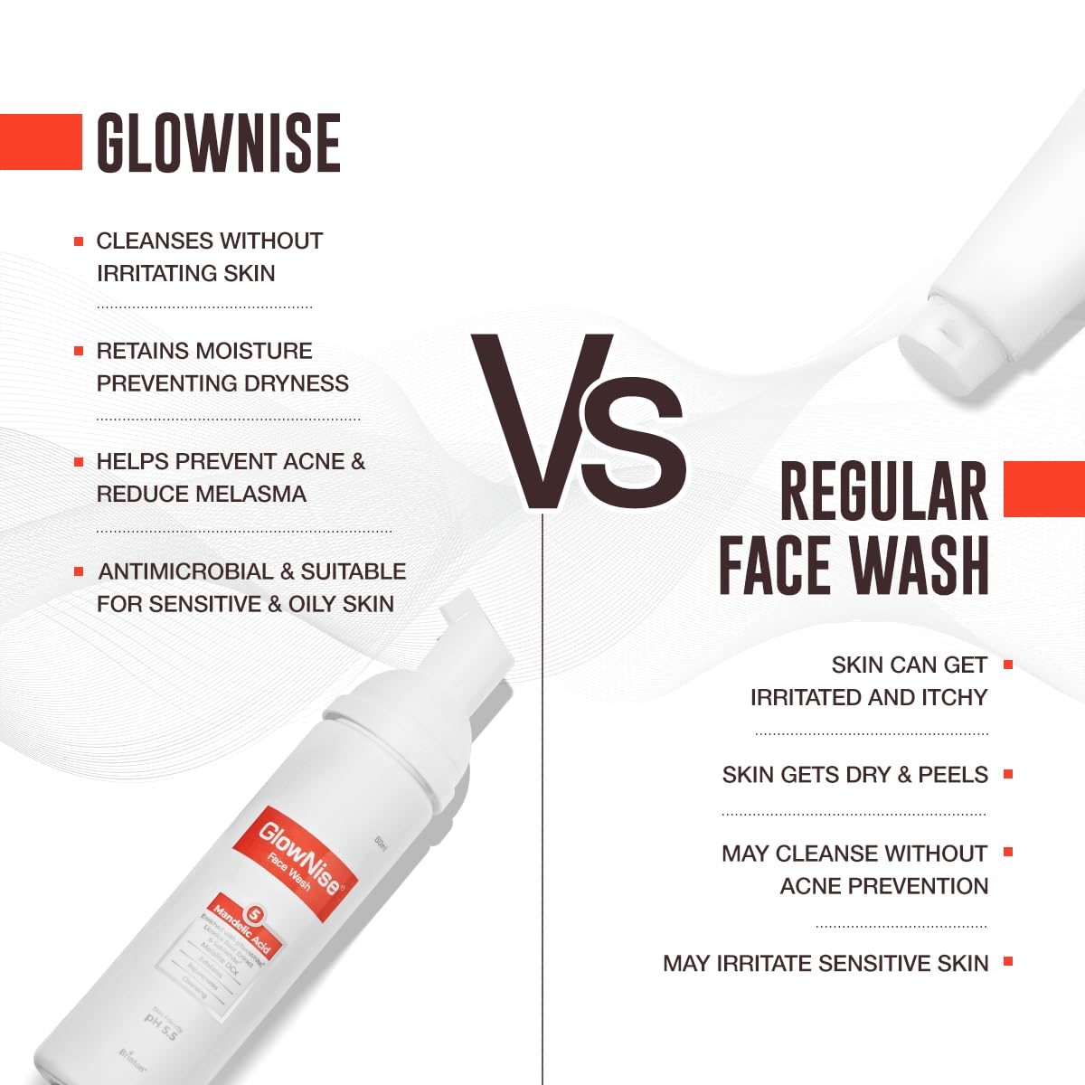 GlowNise Deep Cleansing Skin Whitening Foam Face Wash