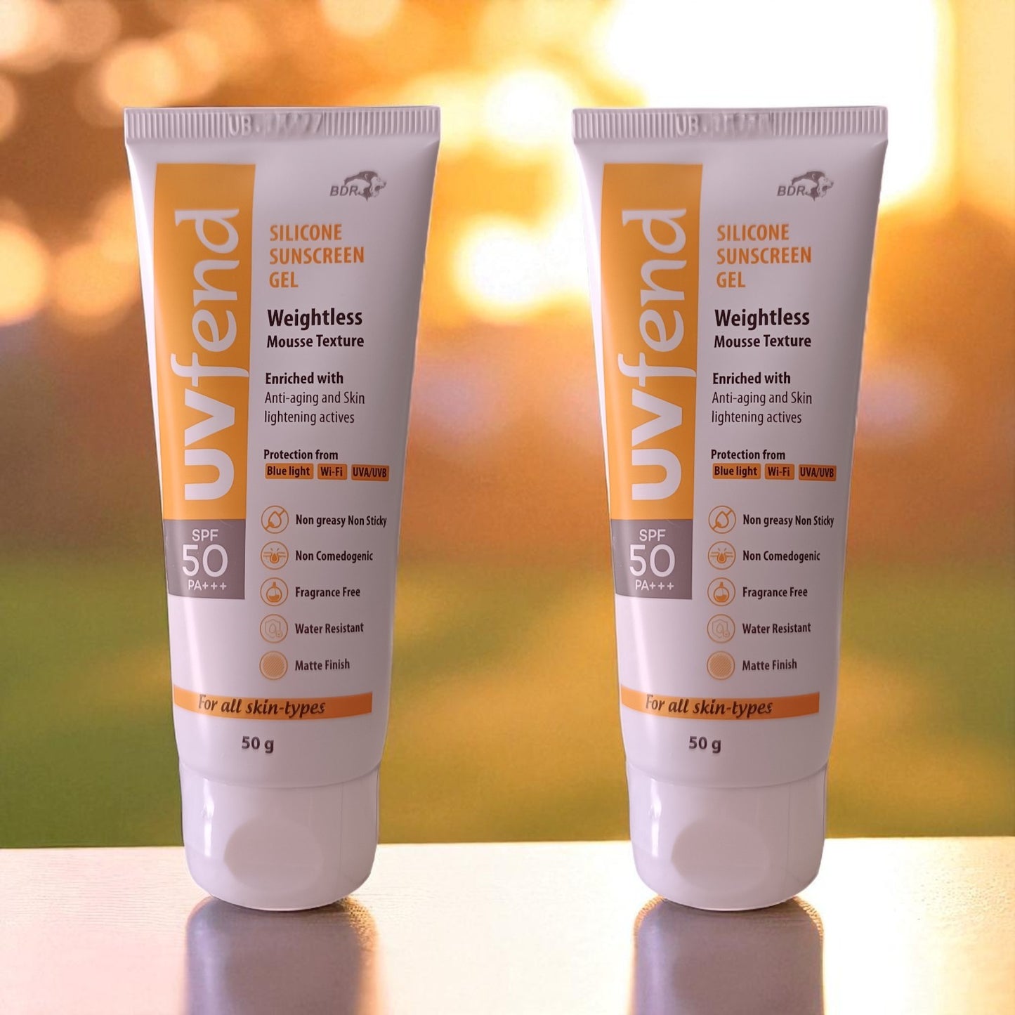 UVfend Silicone Sunscreen Gel SPF 50 PA+++ Pack of 2