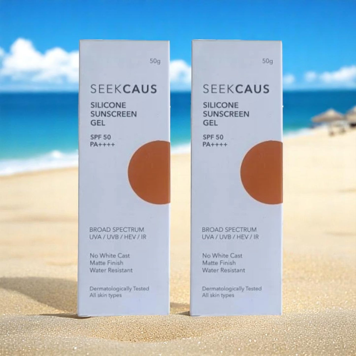 SEEKCAUS Silicone Sunscreen Gel, SPF 50 PA++++ pack of 2