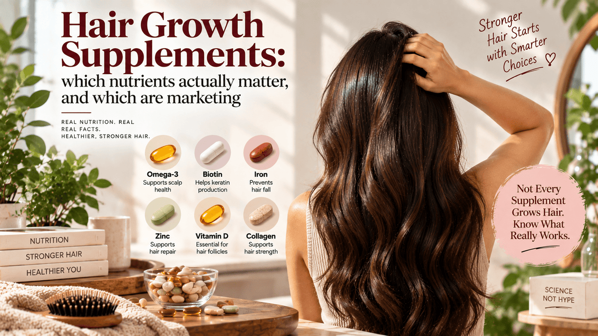 Hair growth supplements: which nutrients actually matter, and which are marketing - Cosmosentials