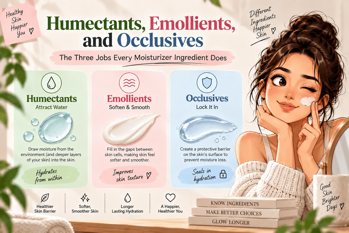 Humectants, Emollients, and Occlusives: The Three Jobs Every Moisturizer Ingredient Does - Cosmosentials