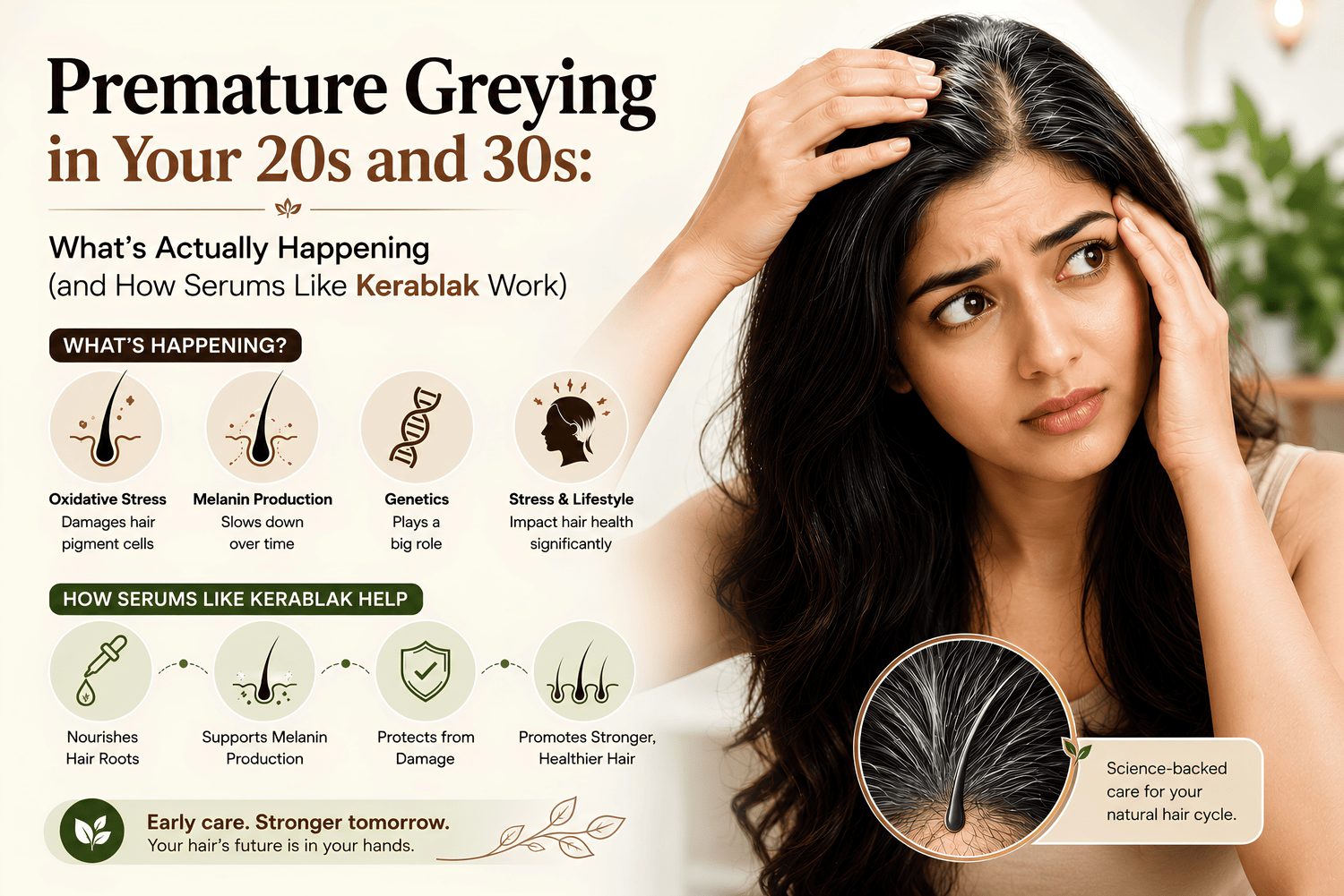 Premature Greying in Your 20s and 30s: What's Actually Happening (and How Serums Like Kerablak Work) - Cosmosentials