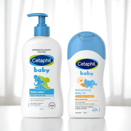 Cetaphil Baby Daily Lotion & Cetaphil Baby Moisturising Oil With Organic Calendula