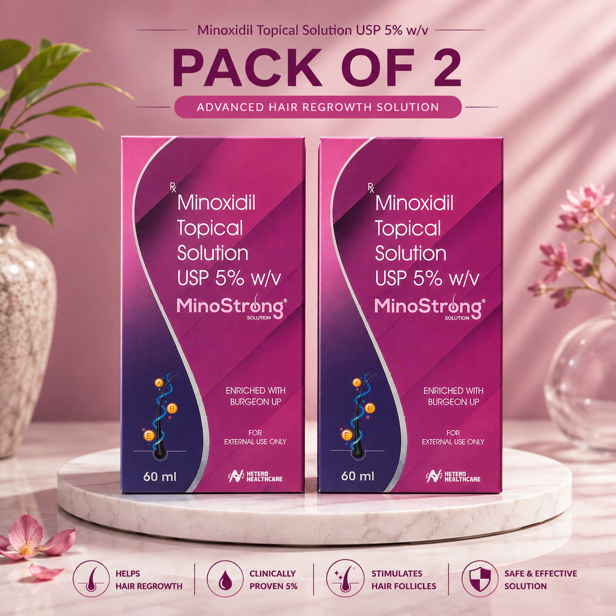 MinoStrong Solution 5% Minoxidil Topical Solution 60ml