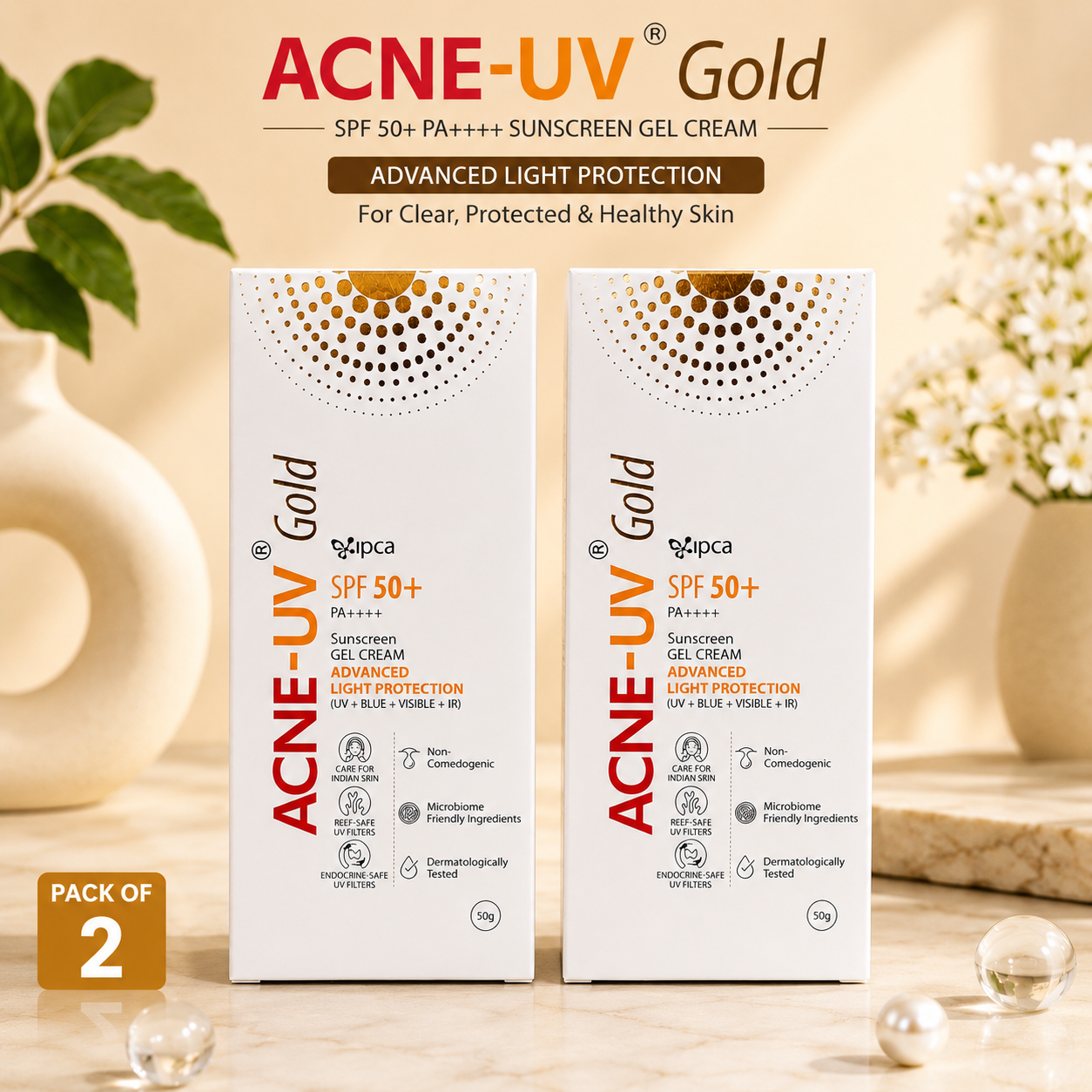 Acne-UV Gold SPF 50+ PA++++ Sunscreen Gel Cream 50g