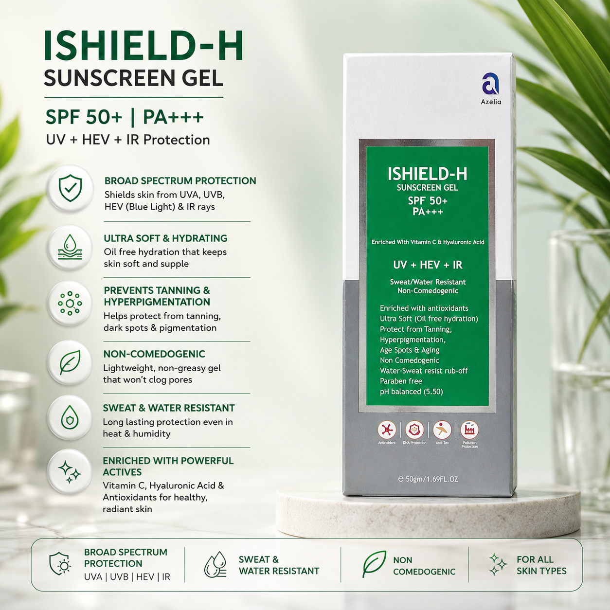 ISHIELD-H Sunscreen Gel SPF 50+ PA+++