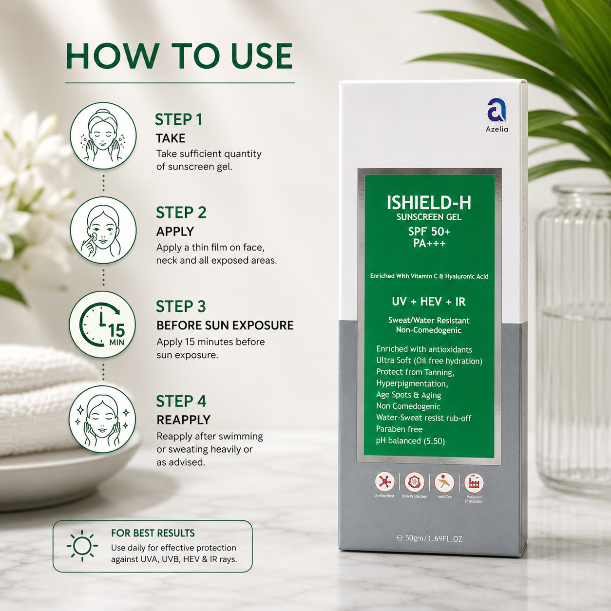 ISHIELD-H Sunscreen Gel SPF 50+ PA+++