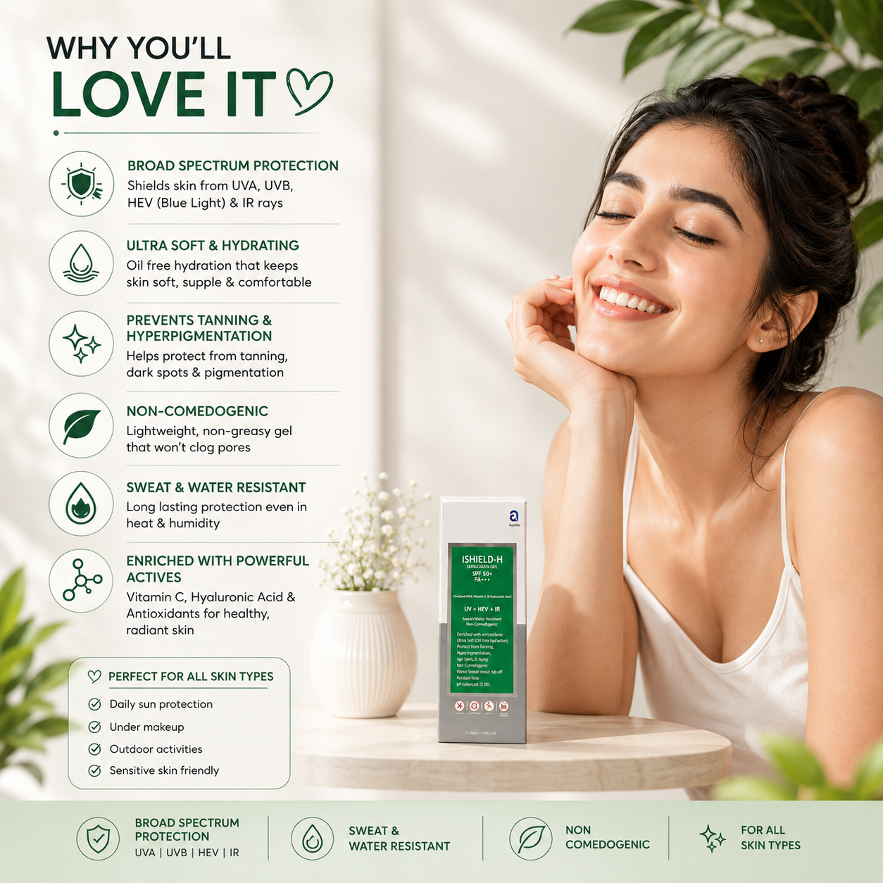 ISHIELD-H Sunscreen Gel SPF 50+ PA+++