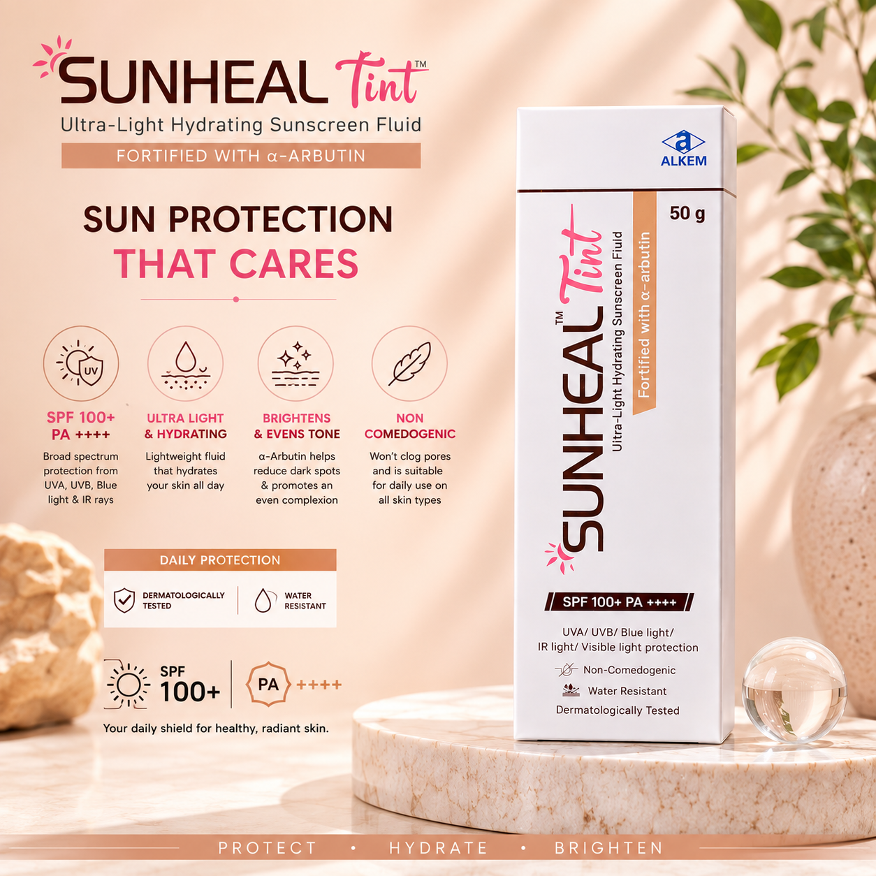 Sunheal Tint SPF 100+ PA++++ Ultra-Light Hydrating Sunscreen Fluid