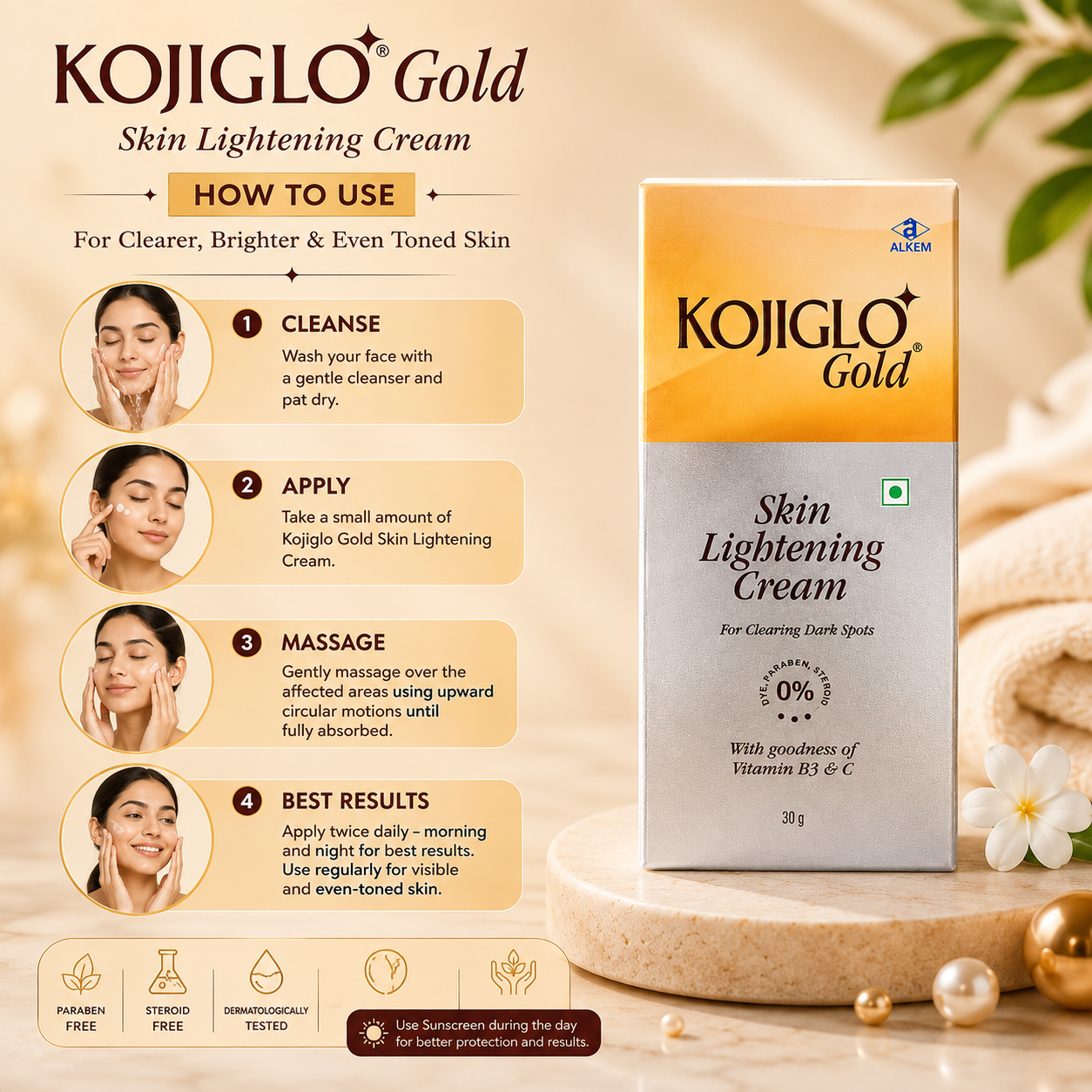 Kojiglo Gold Skin Lightening Cream 30g
