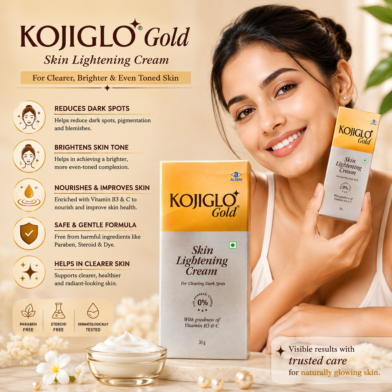 Kojiglo Gold Skin Lightening Cream 30g