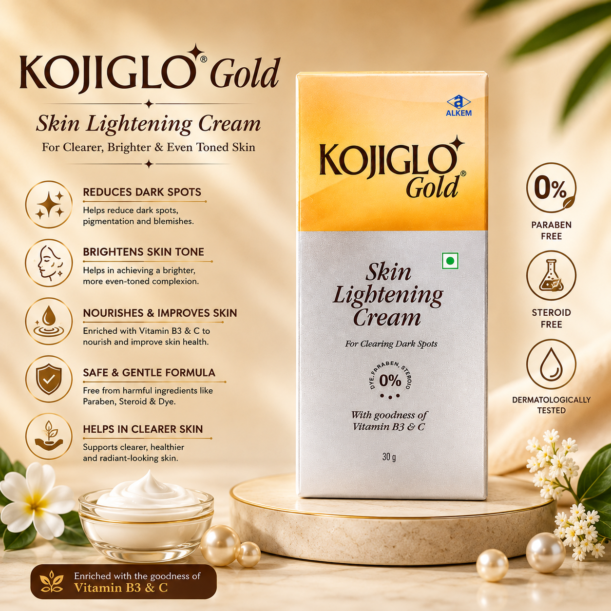 Kojiglo Gold Skin Lightening Cream 30g