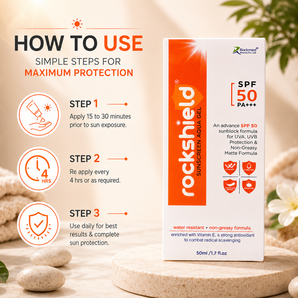 Rockshield Sunscreen Aqua Gel SPF 50+ PA+++