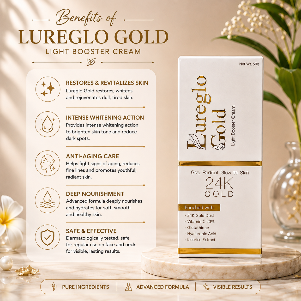 Lureglo Gold Light Booster Cream