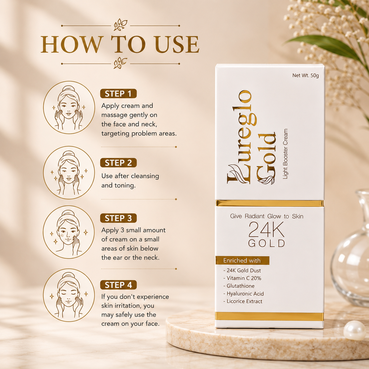 Lureglo Gold Light Booster Cream