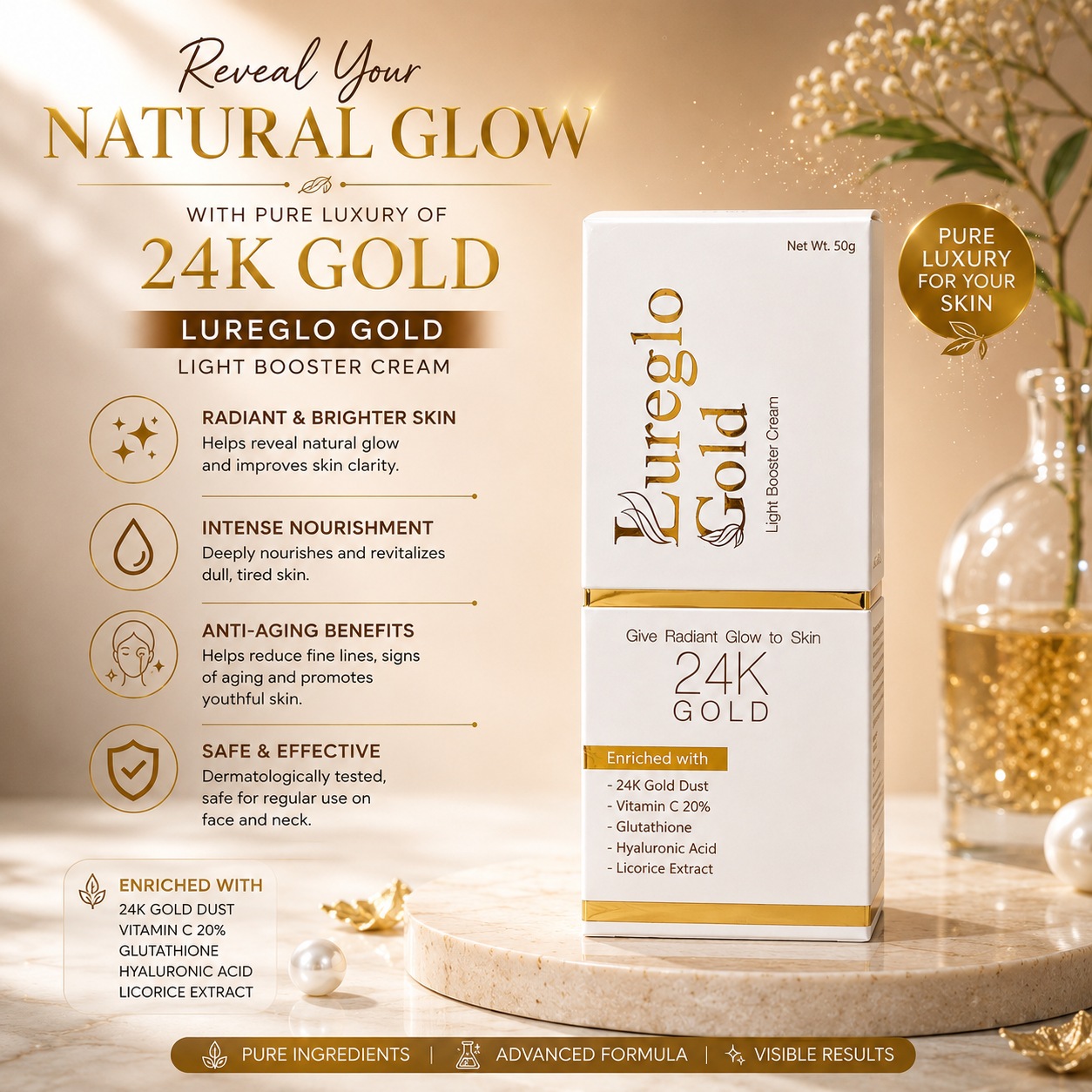 Lureglo Gold Light Booster Cream