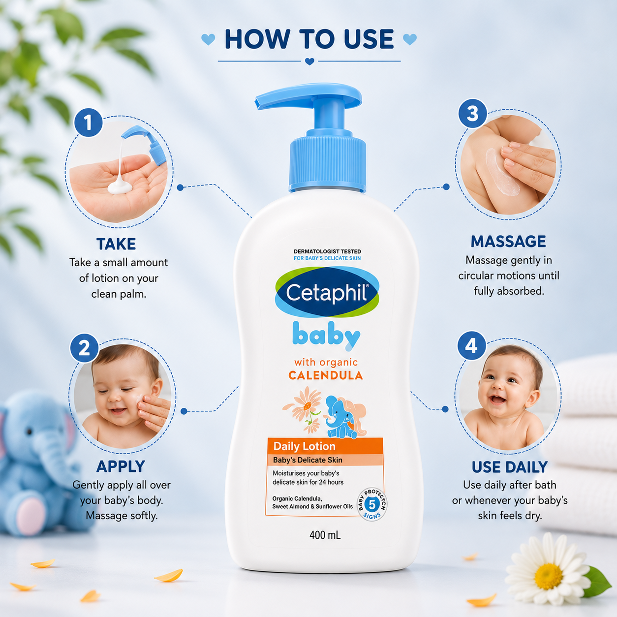 Cetaphil Baby Daily Lotion with Organic Calendula - 400ml