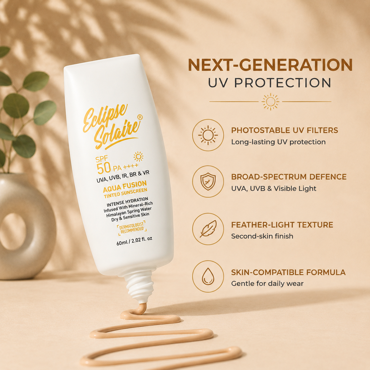 Eclipse Solaire Aqua Fusion Tinted Sunscreen SPF 50 PA++++