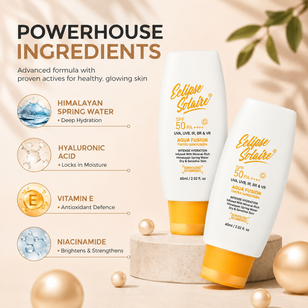 Eclipse Solaire Aqua Fusion Tinted Sunscreen SPF 50 PA++++