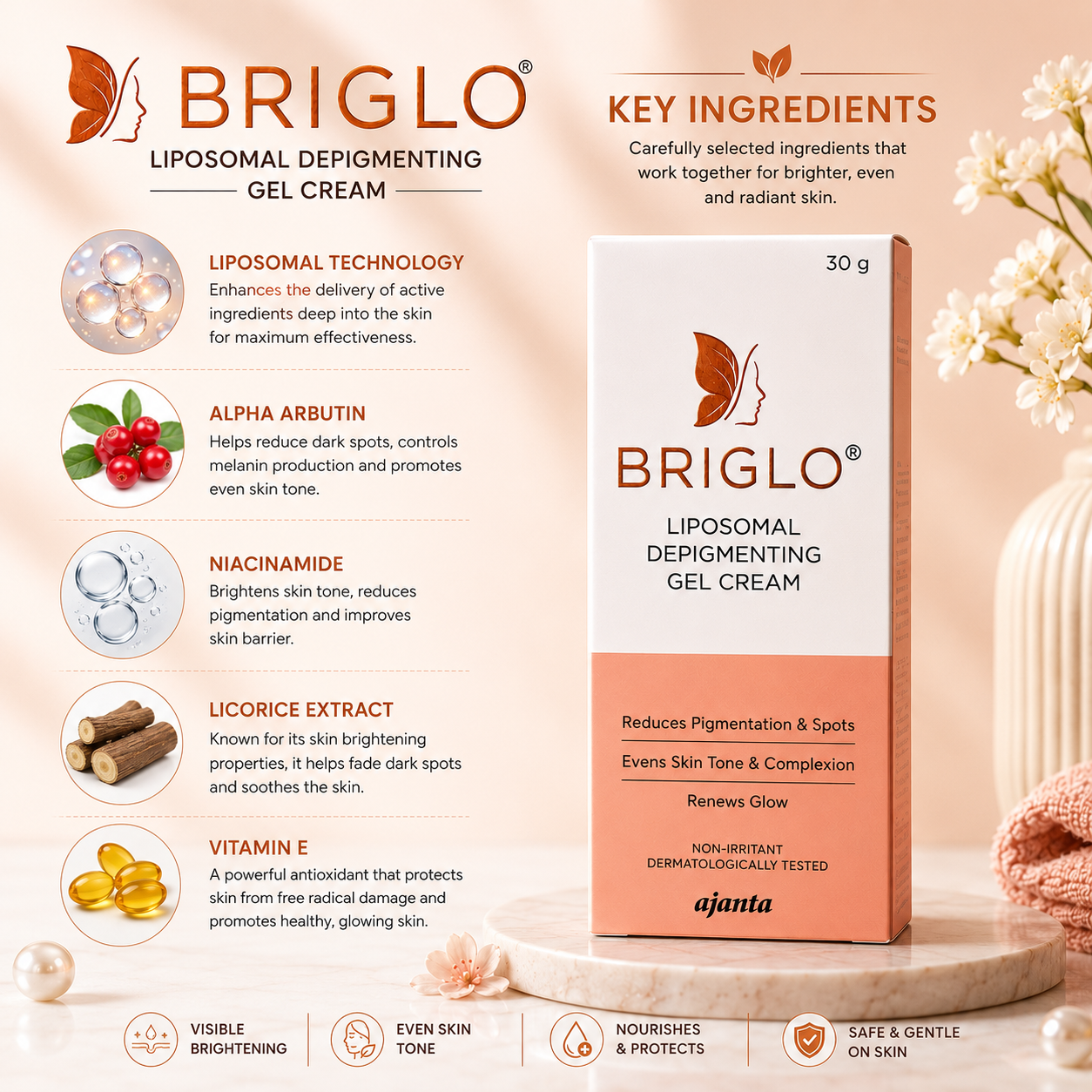 BRIGLO Liposomal Depigmenting Gel Cream