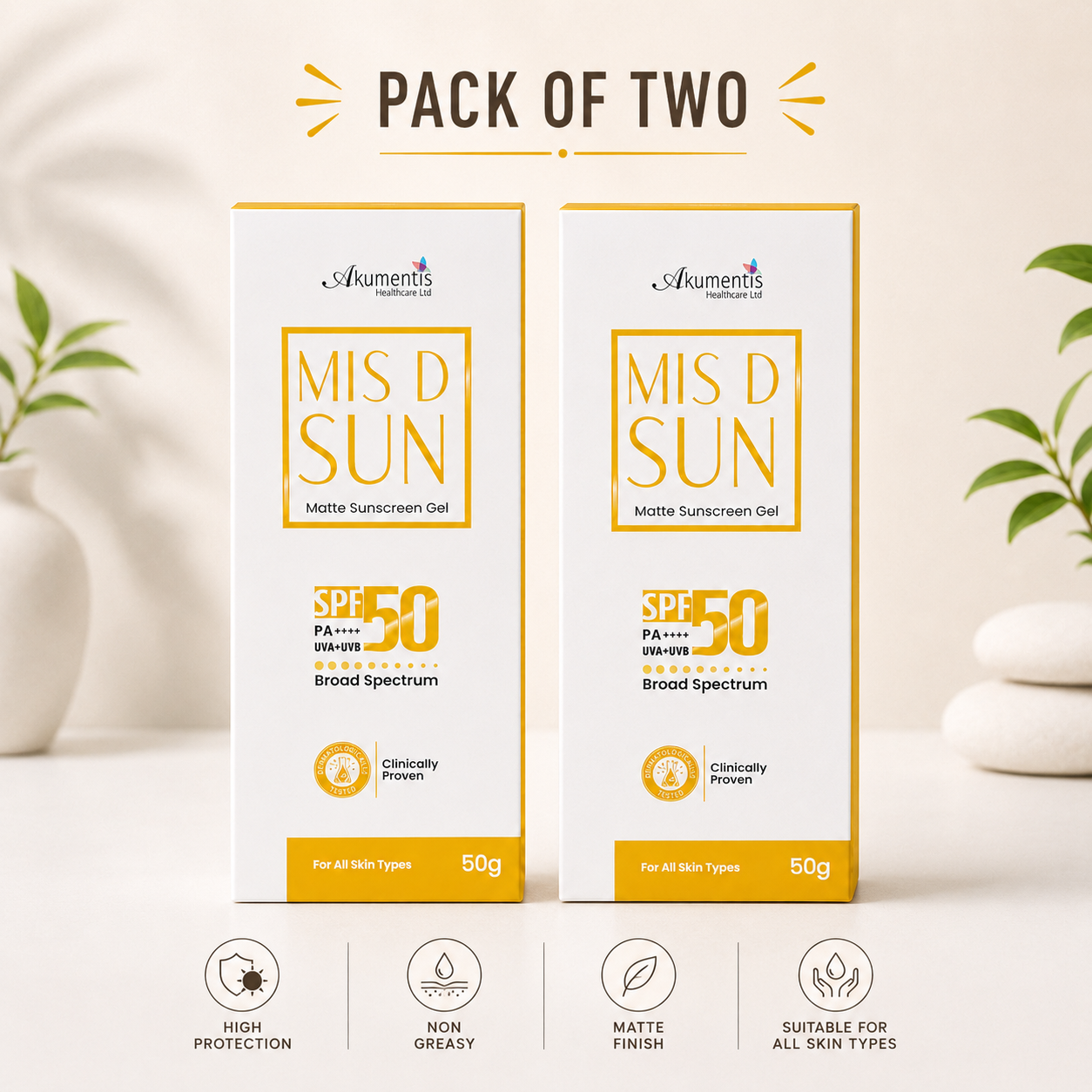 MIS D SUN Matte Sunscreen Gel SPF 50 PA++++