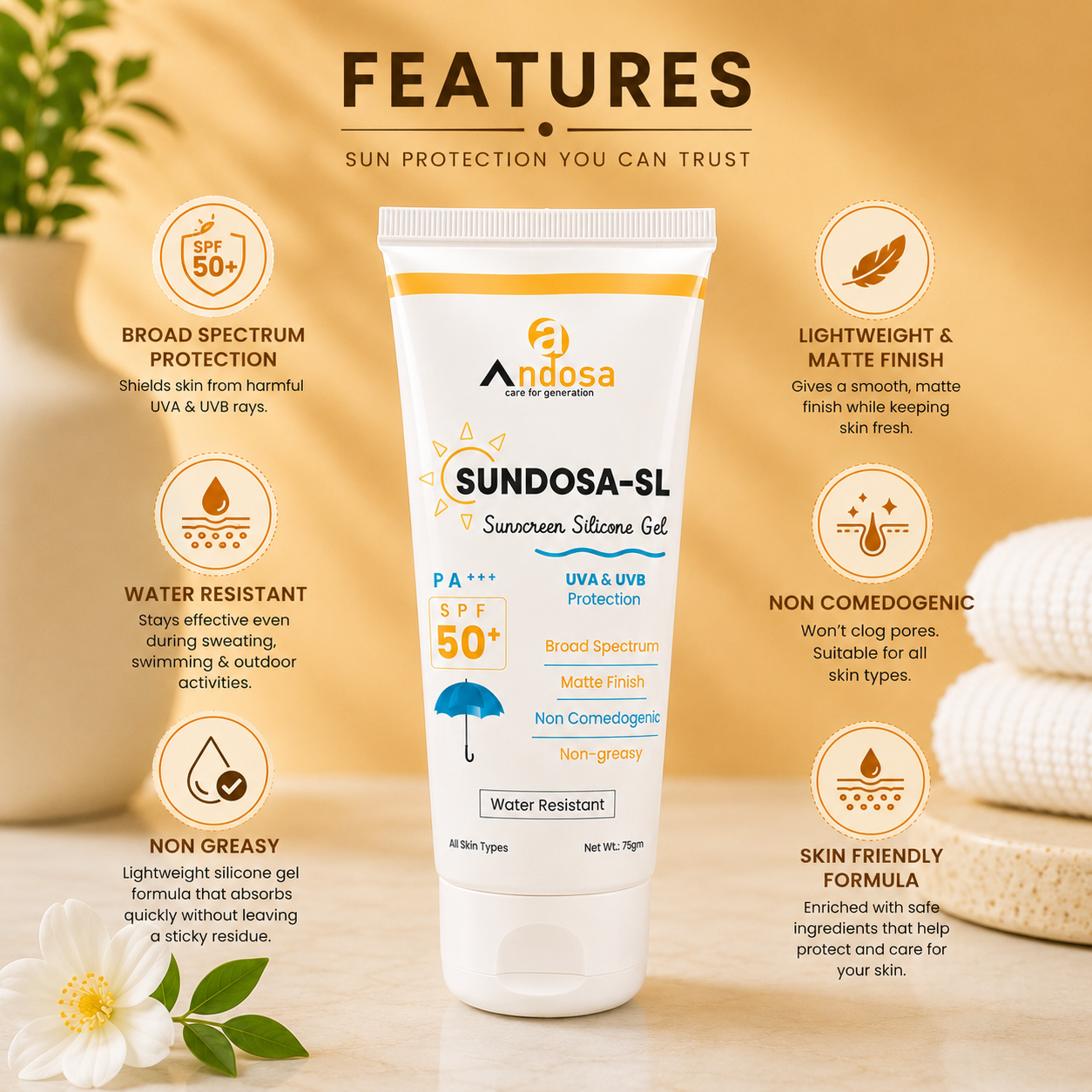 Sundosa-SL Sunscreen Silicone Gel SPF 50+