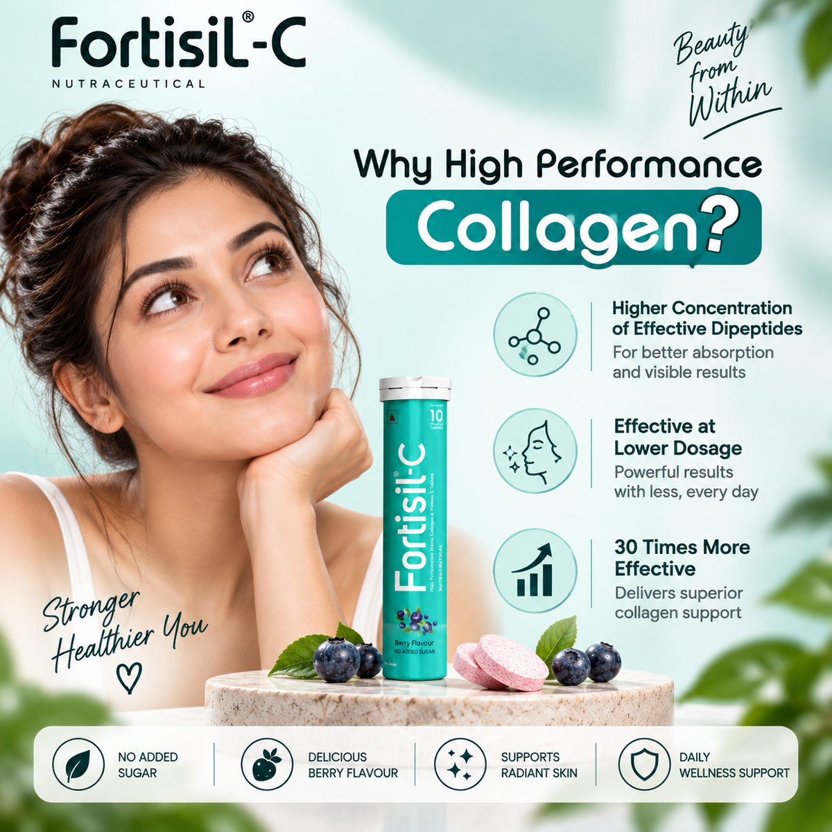 Fortisil - C Marine Collagen & Vitamin C Effervescent Tablets 10 Tablets