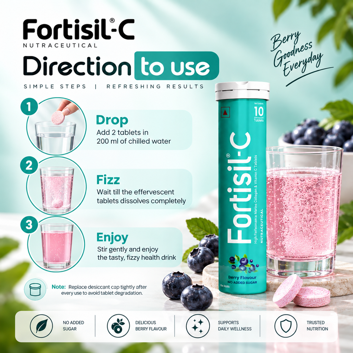 Fortisil - C Marine Collagen & Vitamin C Effervescent Tablets 10 Tablets