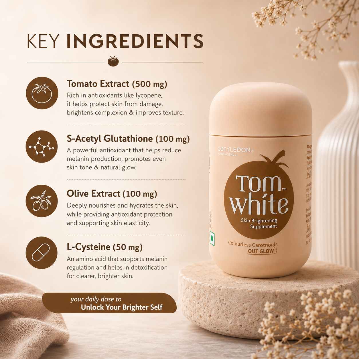 Tom White Skin Brightening Supplement – 30 Tablets