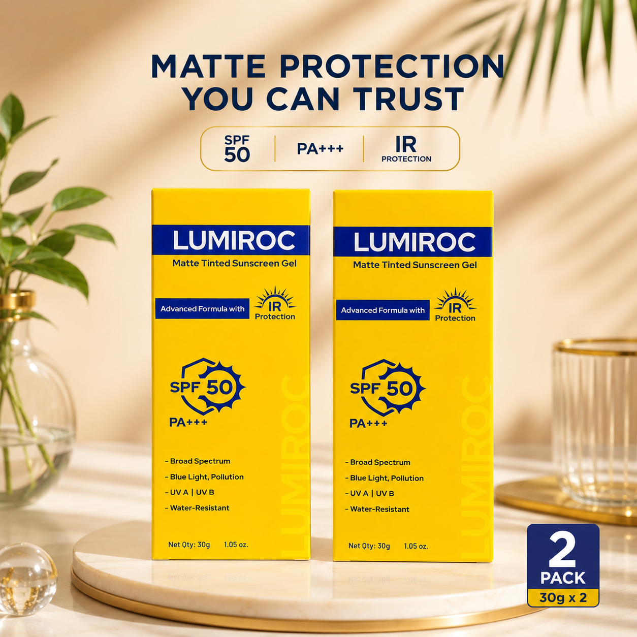 LUMIROC Matte Tinted Sunscreen Gel SPF 50 PA+++