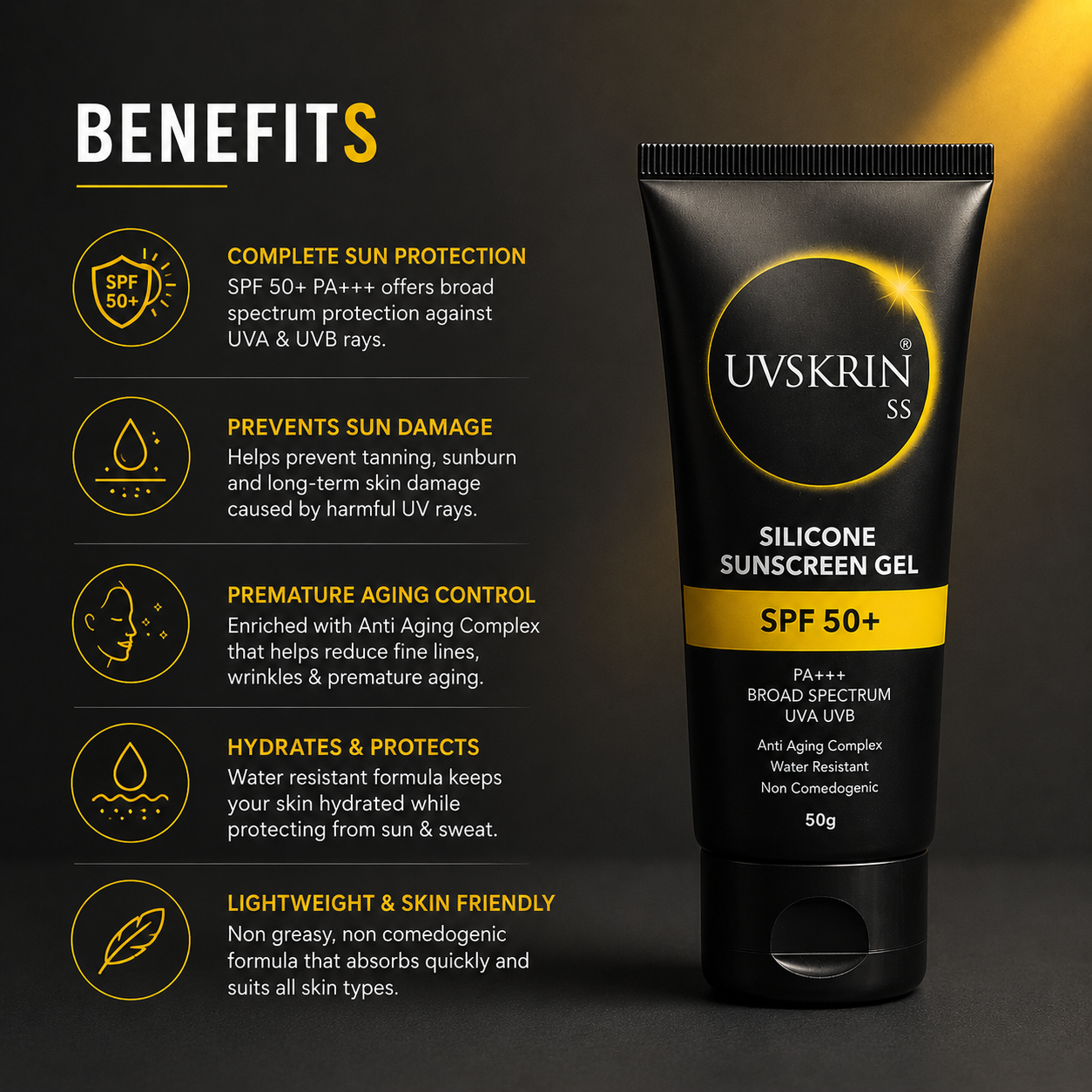 UVSKRIN SS Silicone Sunscreen Gel SPF 50+ PA+++