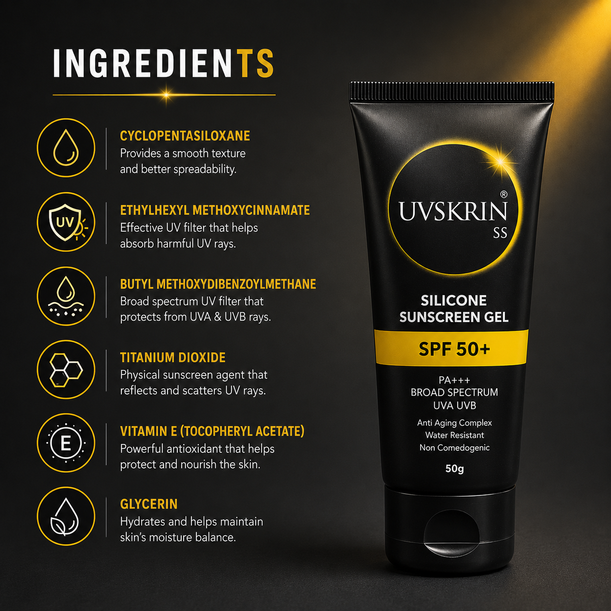 UVSKRIN SS Silicone Sunscreen Gel SPF 50+ PA+++