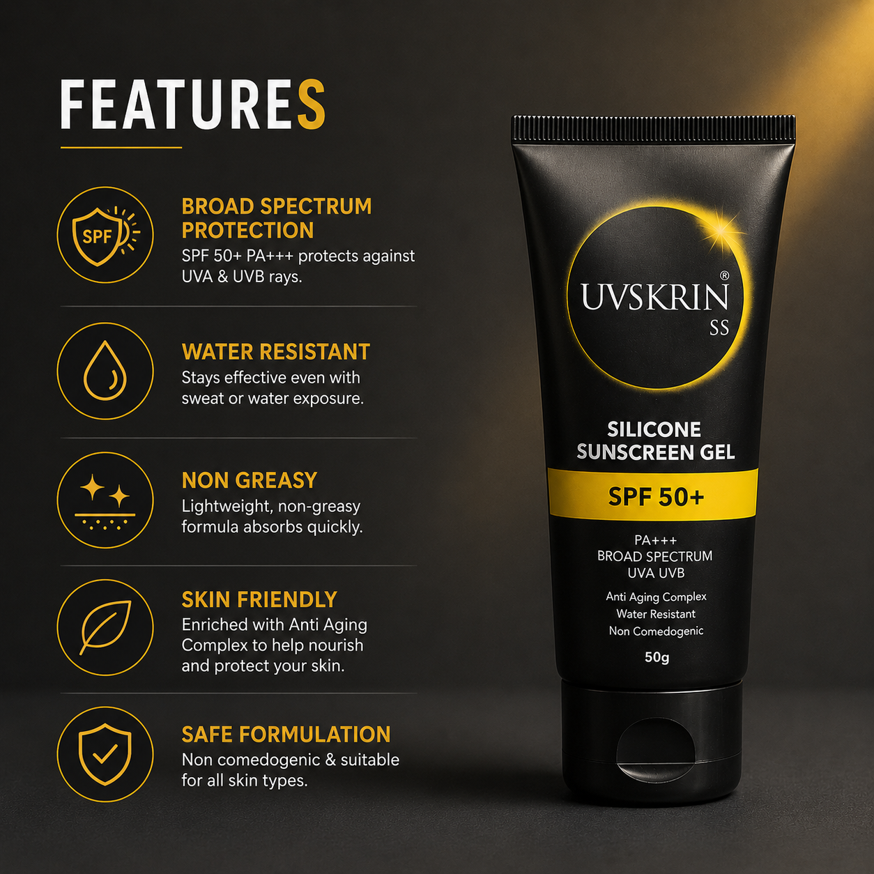 UVSKRIN SS Silicone Sunscreen Gel SPF 50+ PA+++