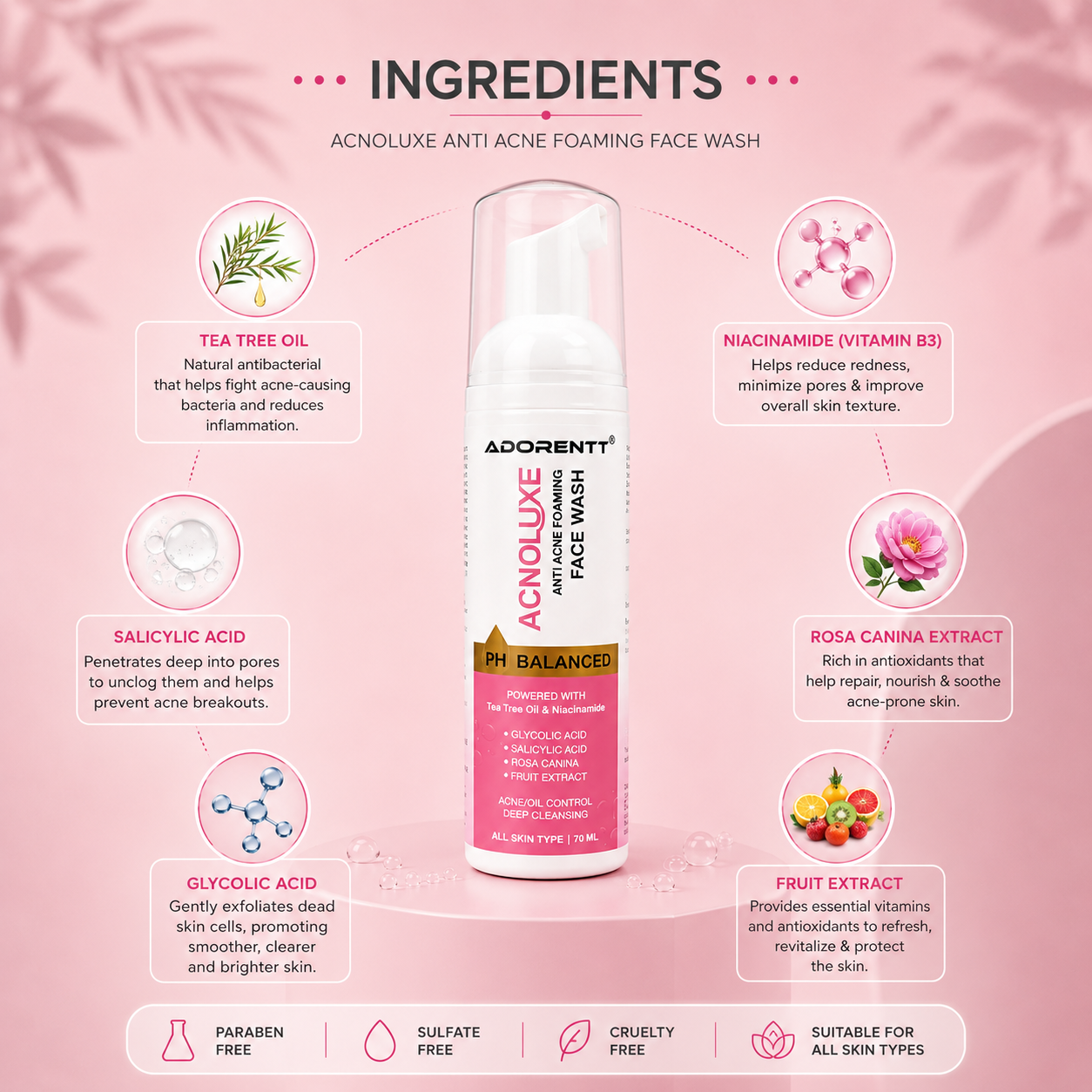 Acnoluxe Anti Acne Foaming Face Wash