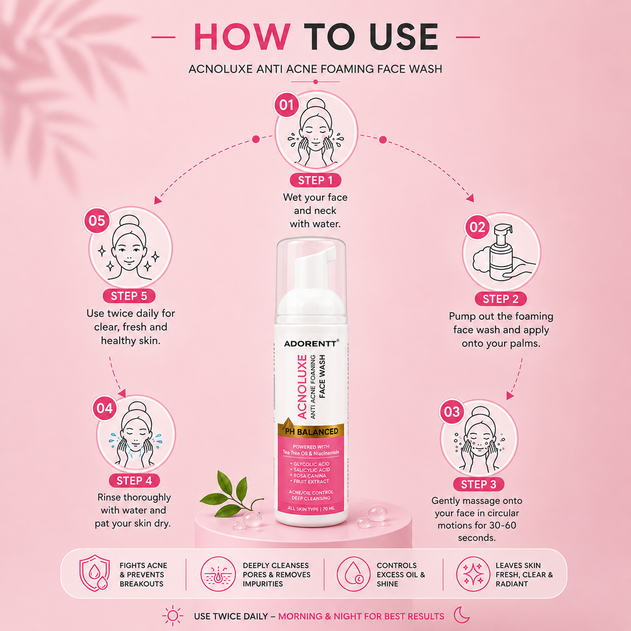 Acnoluxe Anti Acne Foaming Face Wash