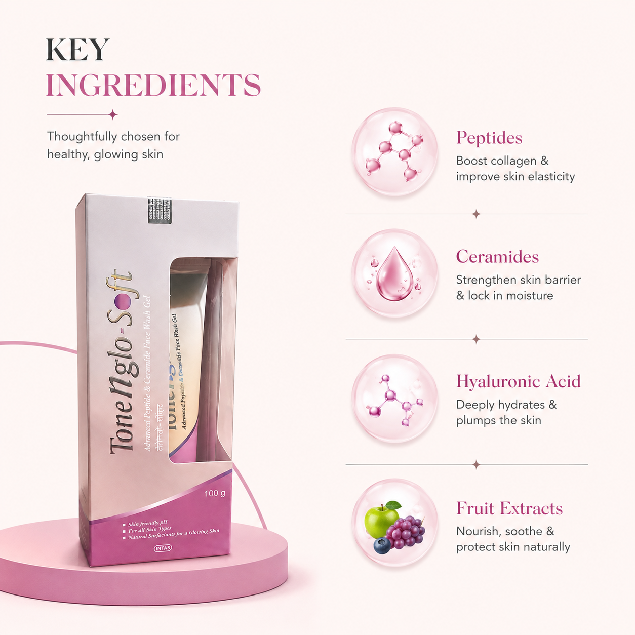 ToneNGlo-SF Advanced Peptide & Ceramide Face Wash Gel