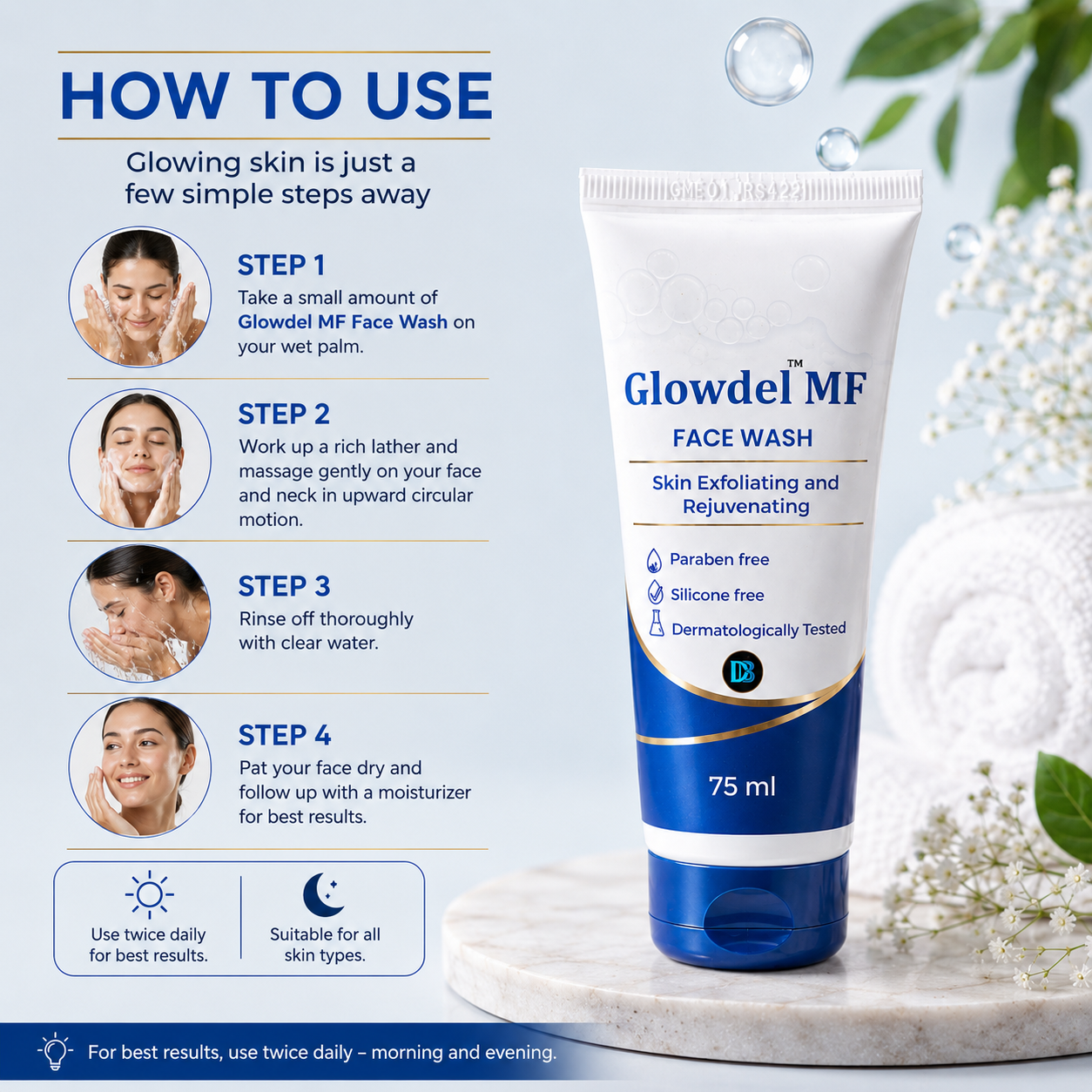Glowdel MF Face Wash 75ml - Cosmosentials