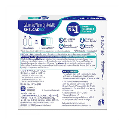 Shelcal 500 Calcium + Vitamin D3 Tablets