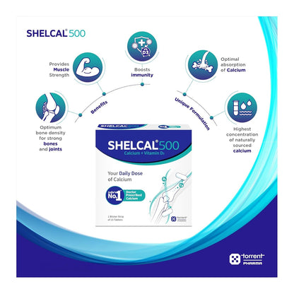 Shelcal 500 Calcium + Vitamin D3 Tablets