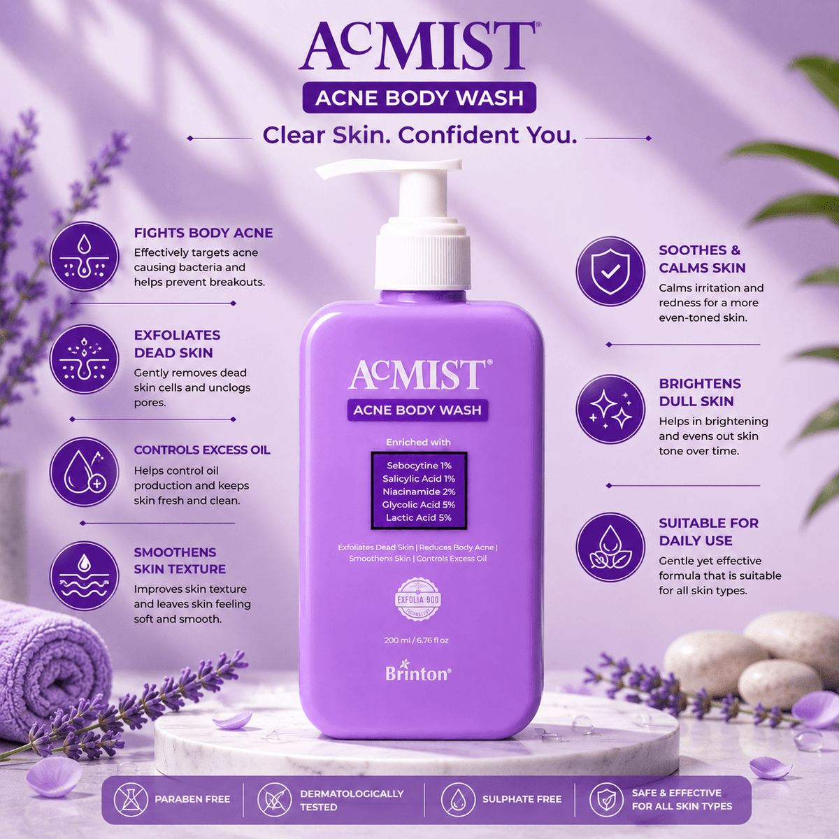 Acmist Acne Body Wash 200ml - Cosmosentials