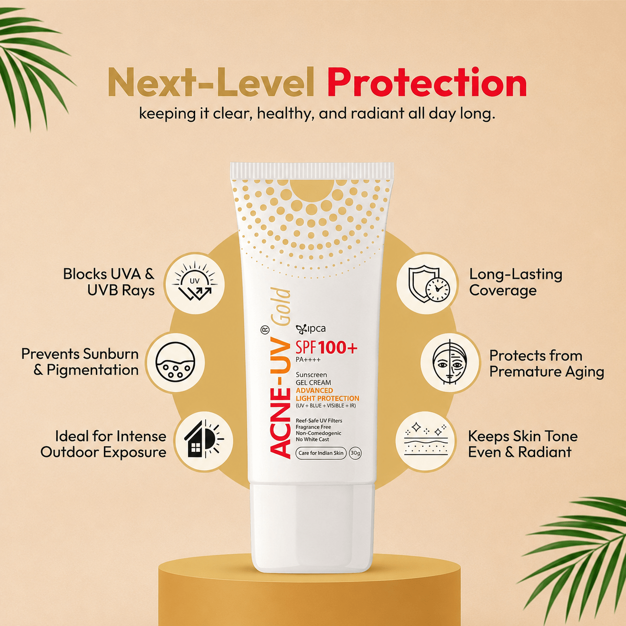 Acne-UV Gold SPF 100+ PA+ Sunscreen 30g - Cosmosentials