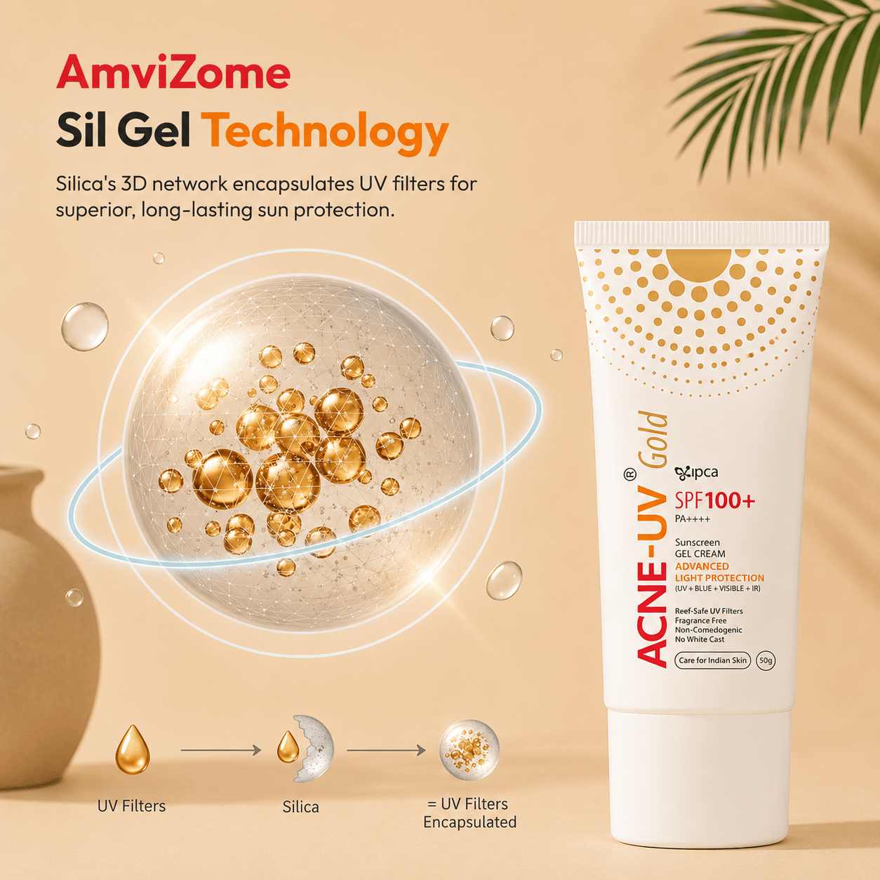 Acne-UV Gold SPF 100+ PA+ Sunscreen 50g - Cosmosentials