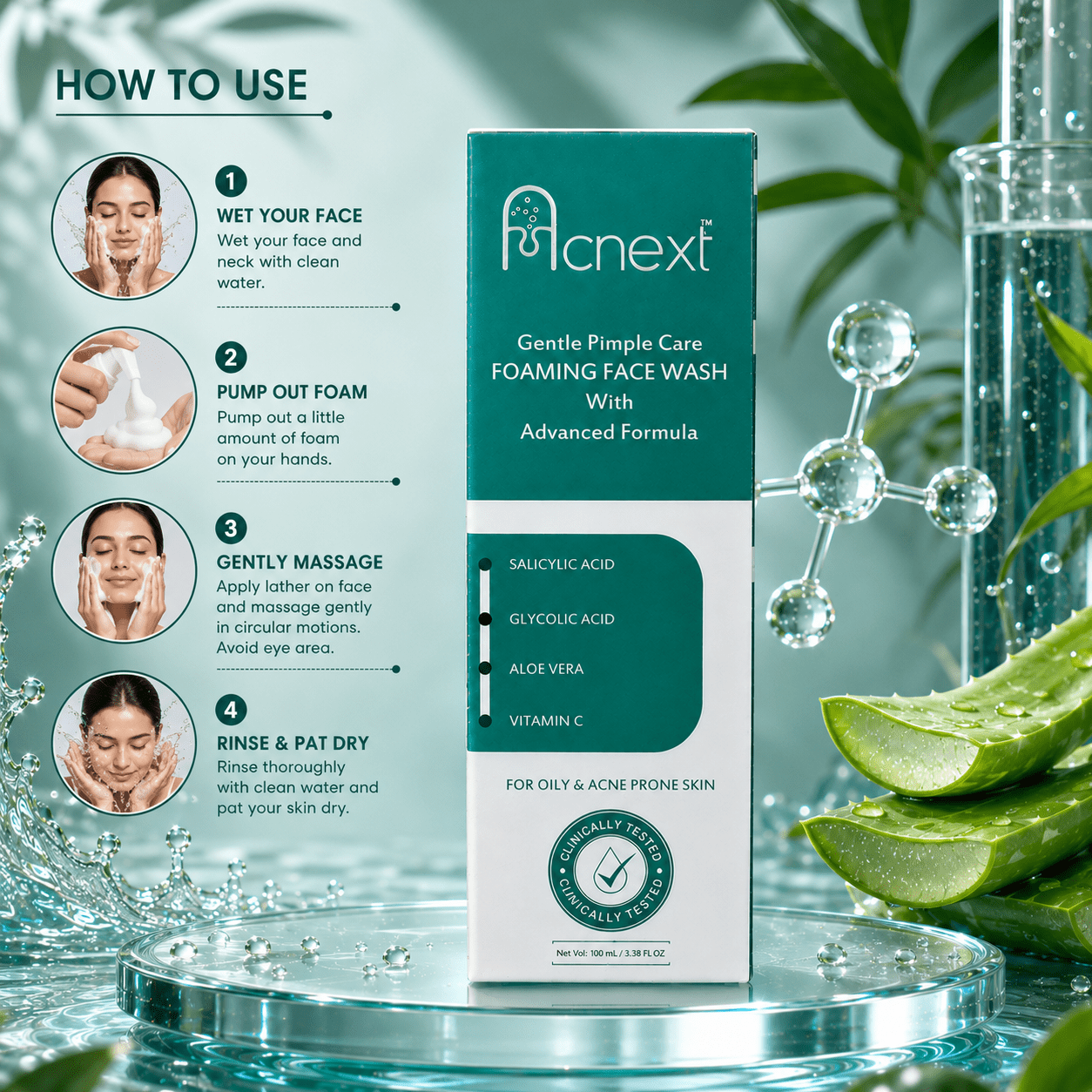 Acnext Gentle Pimple Care Foaming Face Wash - Cosmosentials