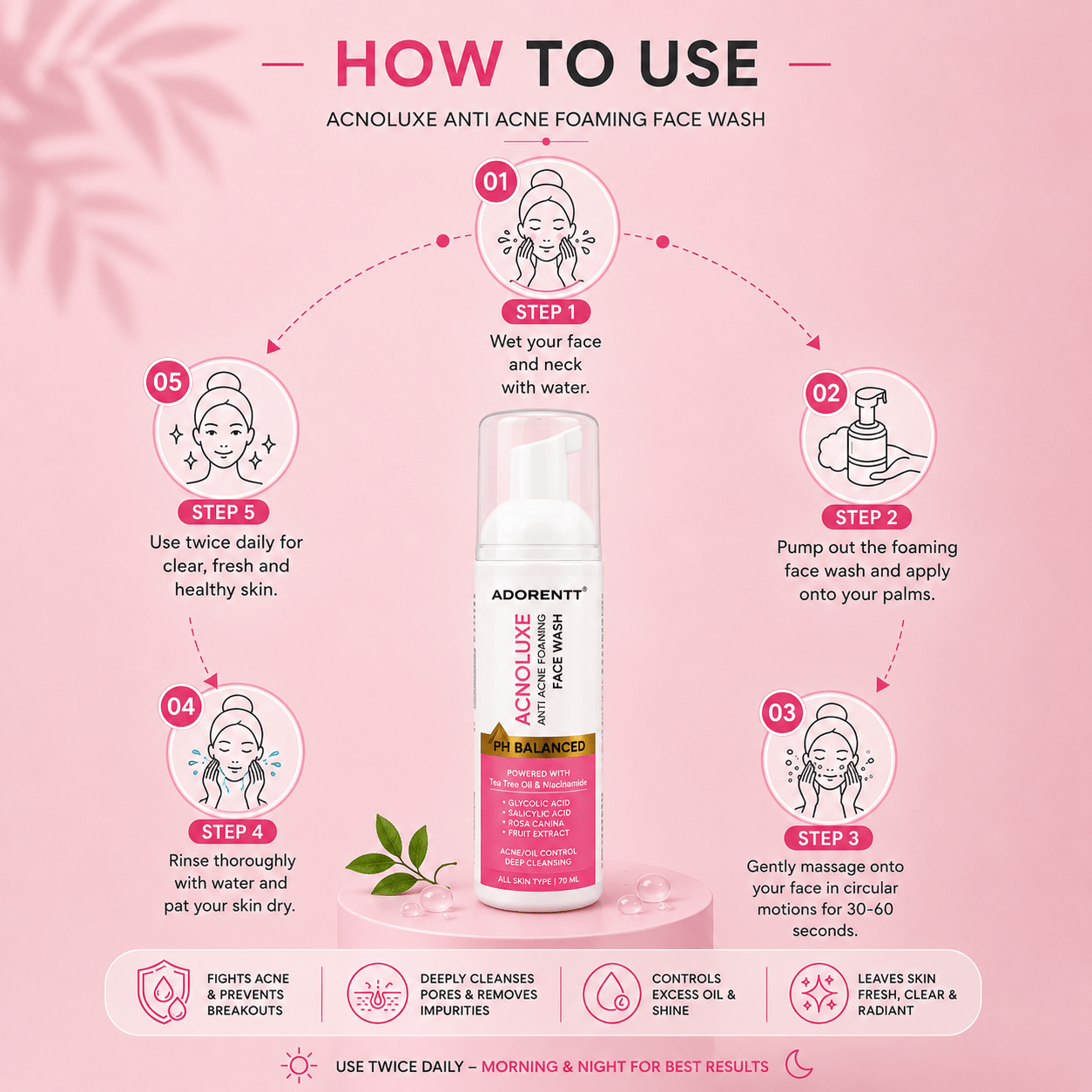 Acnoluxe Anti Acne Foaming Face Wash - Cosmosentials