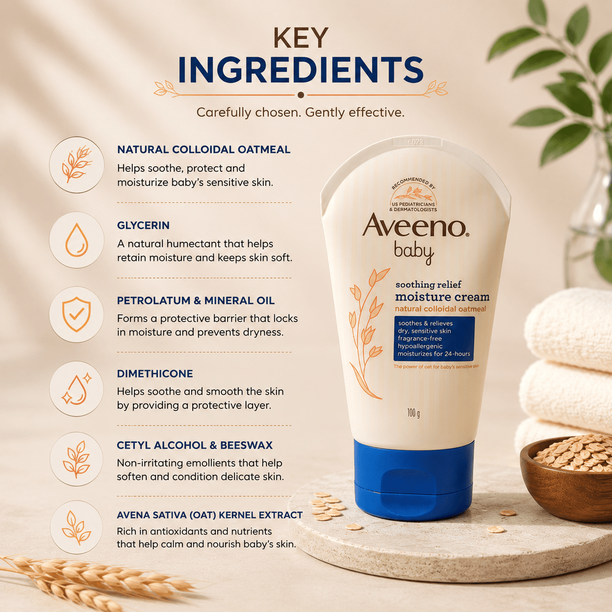 Aveeno Baby Soothing Relief Moisture Cream 100g - Cosmosentials