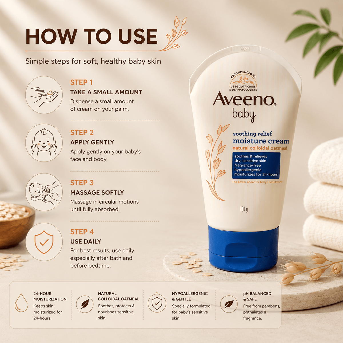 Aveeno Baby Soothing Relief Moisture Cream 100g - Cosmosentials