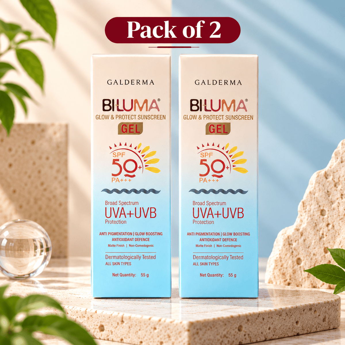 Biluma Glow & Protect Sunscreen Gel SPF 50+ PA+++ - Cosmosentials