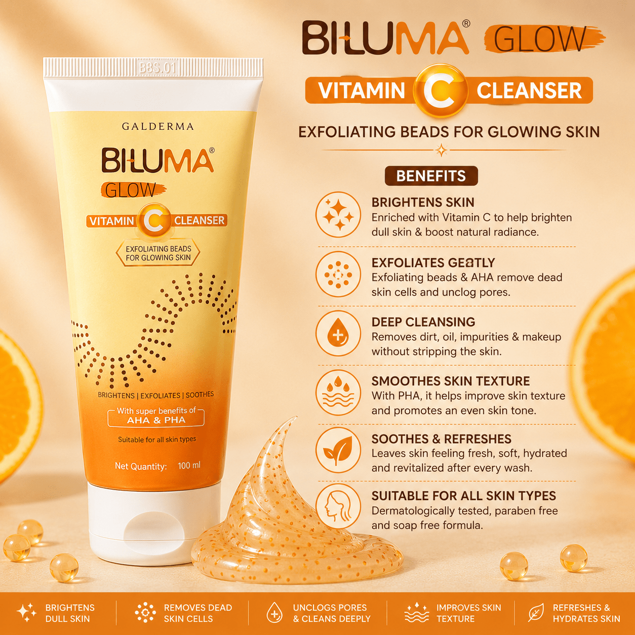 Biluma Glow Vitamin C Cleanser 100ml - Cosmosentials