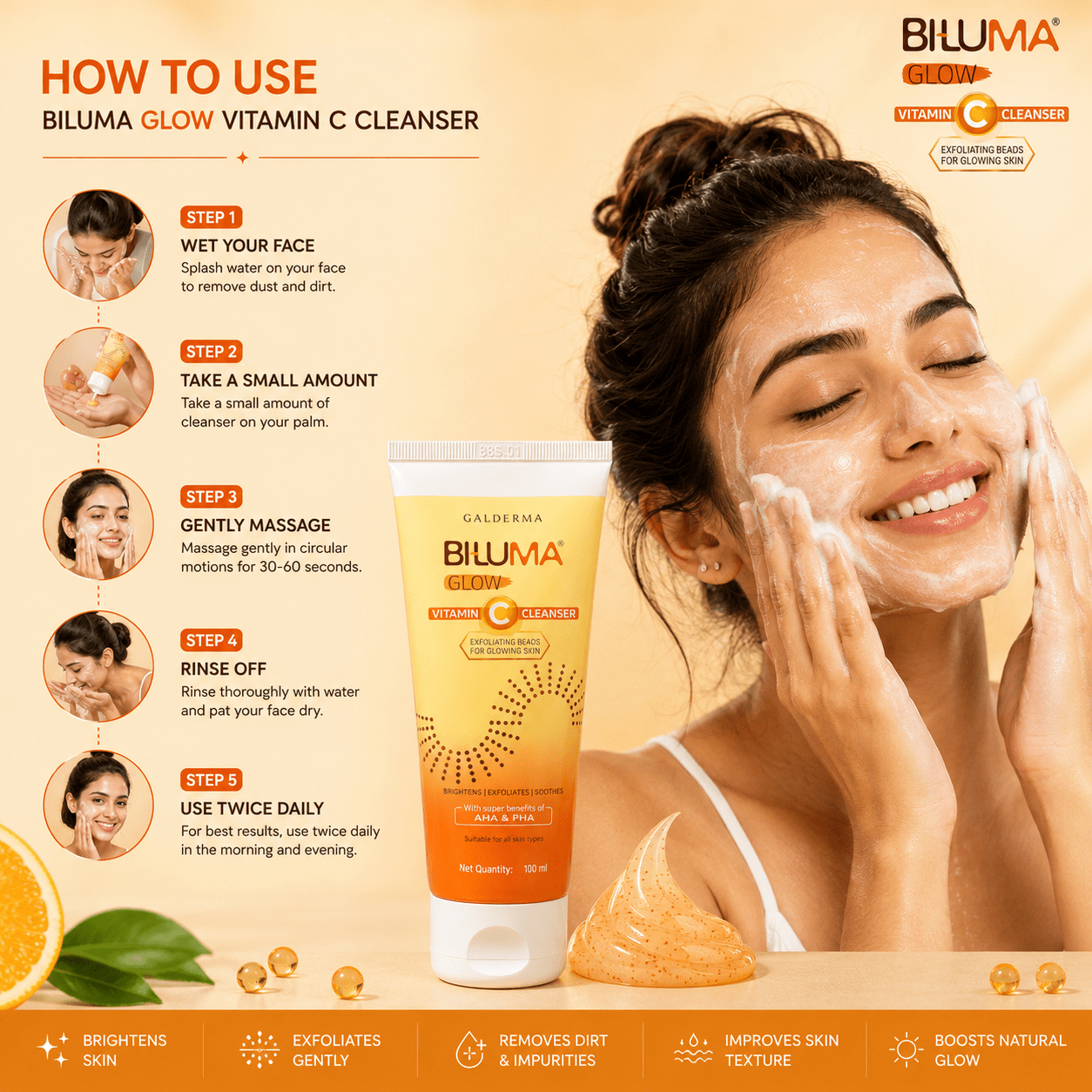 Biluma Glow Vitamin C Cleanser 100ml - Cosmosentials