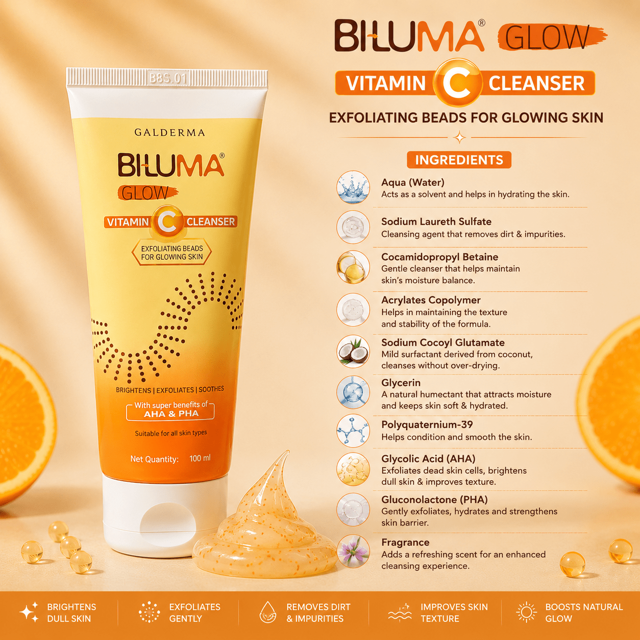 Biluma Glow Vitamin C Cleanser 100ml - Cosmosentials